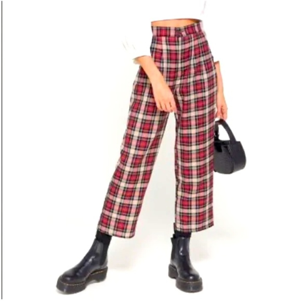urban outfitters baggy fit plaid ankle pants